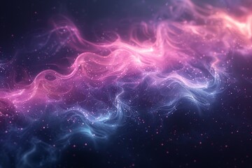Poster - Mesmerizing waves of neon pink and blue particles flowing like a silk fabric in an abstract composition