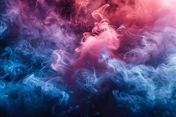 Poster - Vivid blue and red smoke intertwining against a dark backdrop creating a mesmerizing abstract image