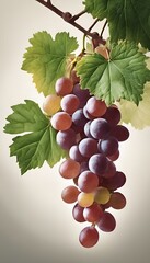 Poster - two bunches of grapes hanging from the leaves of a tree