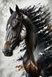 Horse, digital art, interior decoration, images to print as a picture for wall decoration.