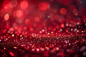 Poster - Mesmerizing bokeh effect of sparkling red lights, creating an abstract and festive background suited for celebrations