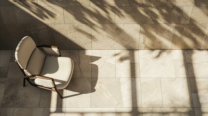 Poster - Soft shadows cast by the lounge chair onto the tiles  AI generated illustration