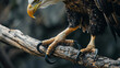 A bald eagles powerful talons