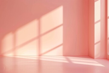 Poster - AI generated illustration of pink walls and floor create a unique window design