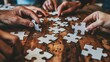 © Wirestock - AI generated illustration of teamwork and collaboration concept with hands assembling jigsaw puzzle