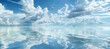 Beautiful seascape with clouds reflected in water. 