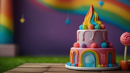 Sticker - birthday cake and candles, ai generated