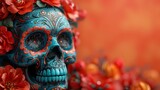 Fototapeta  - Colorful Mexican sugar skull illustration Perfect for day of the dead,  background for creative projects celebrating Day of the Dead