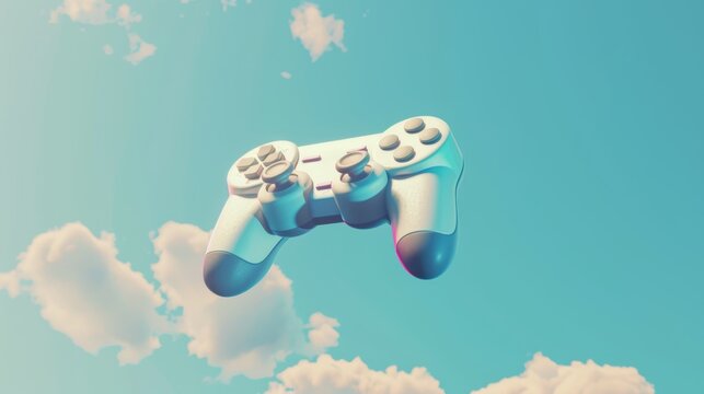 A charming isolated flying video game controller   AI generated illustration