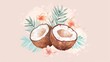 Whimsical coconut illustration in pastel shades   AI generated illustration
