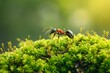 Resilient Ant forest insect moss. Macro ground animal. Generate Ai