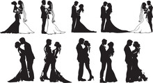 Silhouette Of Bride And Groom, Couple Vector, Lovers Draw Vector, Clipart, Cut Files, Cricut, Silhouette
