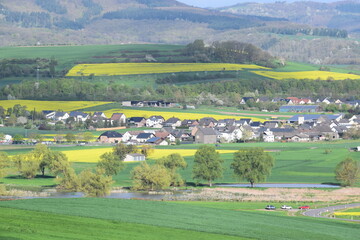 Sticker - village Thür in the Eifel during spring