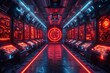 Cyberpunk themed escape rooms, puzzle solving in a futuristic city, immersive adventures