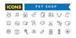 Pet Shop Icon Set, Set Of Cat And Dog, Cat Litter Box, Leash Collar, Canned Food, Pet Carrier, Vet, Animal Vaccination Certificate, Birdhouse Vector Icons, Vector Illustration