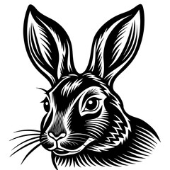 black and white rabbit vector