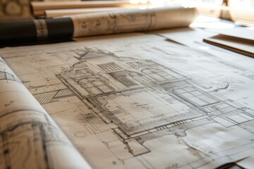 Poster - Structural Architectural house plan. Home construction. Generate Ai