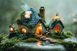 Enchanted Forest Cottage with Glowing Windows and Misty Ambience