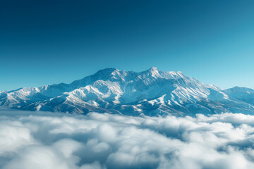 Canvas Print - Serene Mountain Peak Above Clouds in Vivid Blue Skies