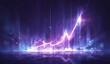 A digital illustration of financial charts and graphs with glowing neon lines, set against an abstract background. 