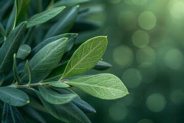 Wall Mural - Lush Green Plant Leaves with Soft Bokeh Background