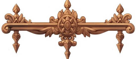 Poster - Solid wood handrails with detailed dagger carvings exhibit intricate craftsmanship