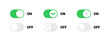 On and Off toggle switch buttons. On and Off icons. Vector icons