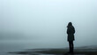 silhouette of a person in a fog, concept of depression and loneliness
