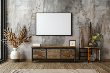 Wall Mural - Mockup frame in hall. 3d render.