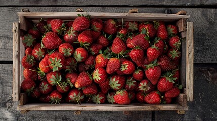 Wall Mural - A close up picture of crate full of strawberries