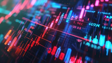 Poster - A digital artwork featuring abstract 3d shapes resembling stock market charts   AI generated illustration