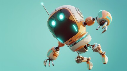Poster - A playful 3d render of a flying robot with a modern twist   AI generated illustration