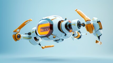 Poster - A playful 3d render of a flying robot with a modern twist   AI generated illustration