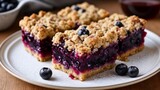 Fototapeta Dmuchawce -  Delicious Blueberry Crumb Bars on a plate