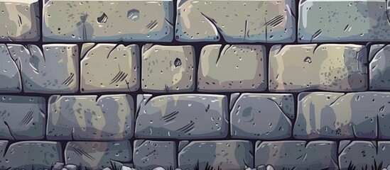 Poster - Stone wall featuring numerous small rocks up close. Walls showing a layer of cement topping with the indicated mix ratio.