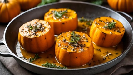 Canvas Print -  Delicious roasted pumpkin bites perfect for fall