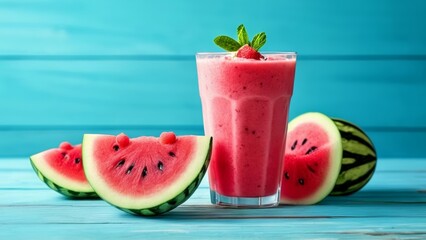 Canvas Print -  Refreshing Watermelon Smoothie perfect for summer