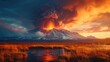 A captivating view of Icelandic volcanoes against a dramatic sky