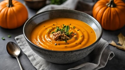 Poster -  Autumns bounty in a bowla cozy pumpkin soup