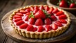  Deliciously tempting strawberry tart ready to be savored