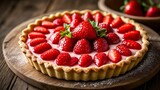 Fototapeta Dmuchawce -  Deliciously tempting strawberry tart ready to be savored