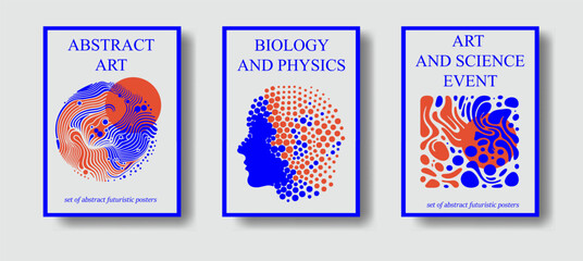 Poster - Abstract futuristic posters with organic-like complex shapes. Set of science-themed covers and flyers. 