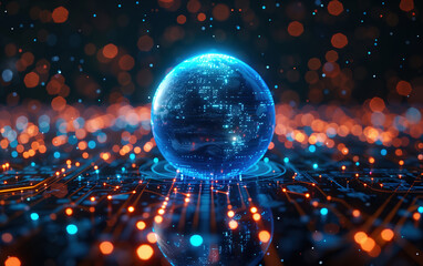 Wall Mural - glowing earth and rays,created with generative ai tecnology.