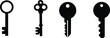 © Faisal - Key icon symbol flat style set. Door or house key to unlock lock collection. Security system concept represented by silhouette key sign group