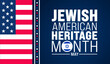 May is Jewish American Heritage Month background design template with united state and Israel Jewish flag. use to background, banner, placard, card, and poster design template. vector illustration