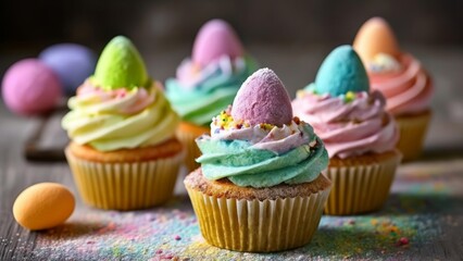 Canvas Print -  Colorful cupcakes ready to brighten up any celebration