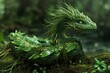 Legendary Basilisk mythical serpent. Fantasy legendary green creature reptile beast. Generate ai
