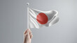 A 3D rendering character's hand holding the Japanese flag