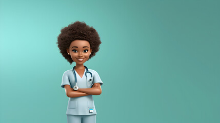 Wall Mural - A 3D rendering featuring a dedicated healthcare worker character,