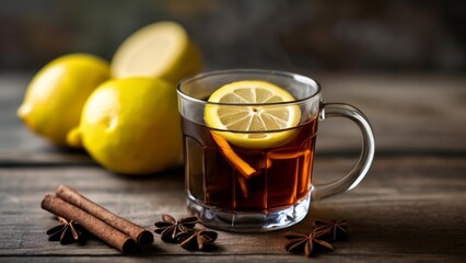 Poster -  Warm up with a cozy cup of spiced lemon tea